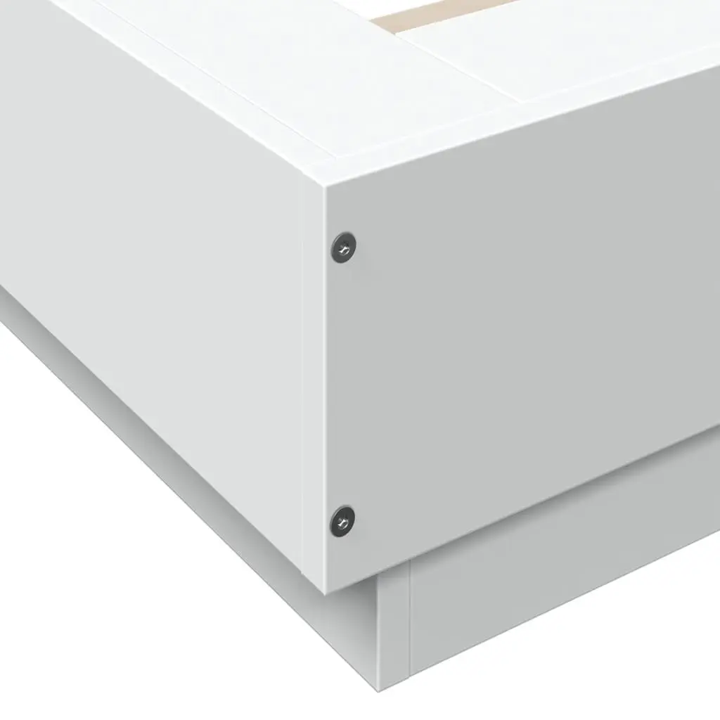 Bed Frame Engineered Wood 150x200cm White Slatted Base