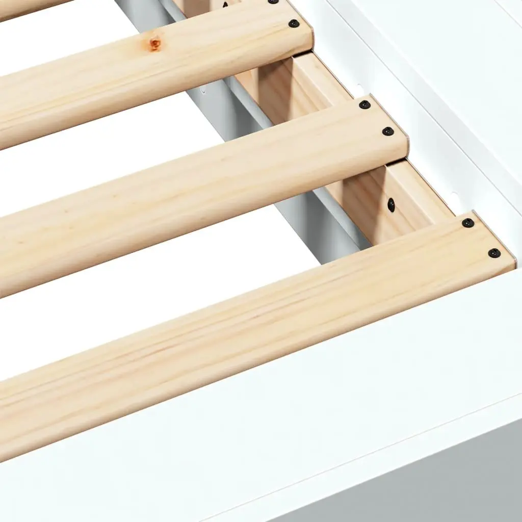 Bed Frame Engineered Wood 150x200cm White Slatted Base