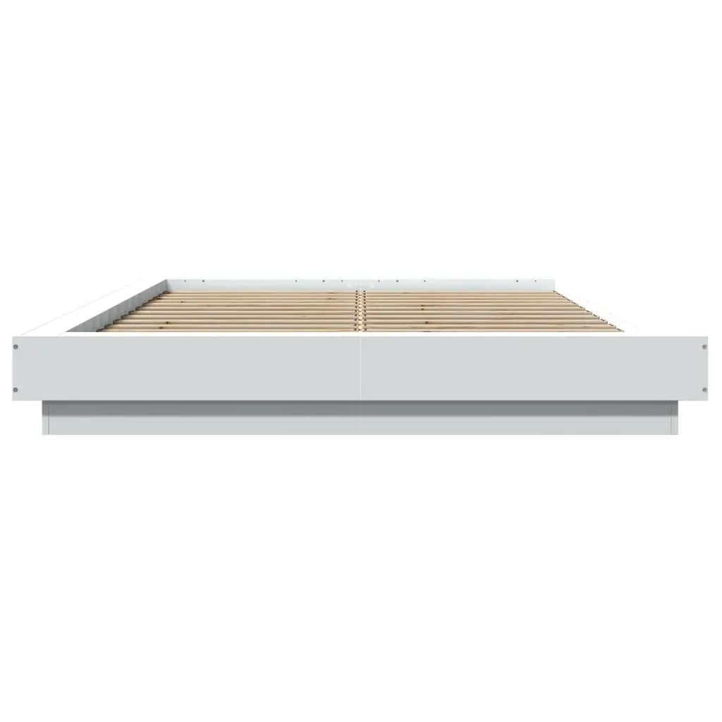 Bed Frame White 135x190 cm Modern Design Engineered Wood Slatted Base Bedroom