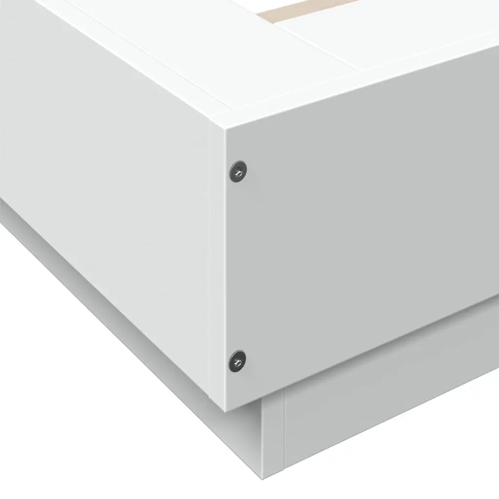 Bed Frame White 135x190 cm Modern Design Engineered Wood Slatted Base Bedroom
