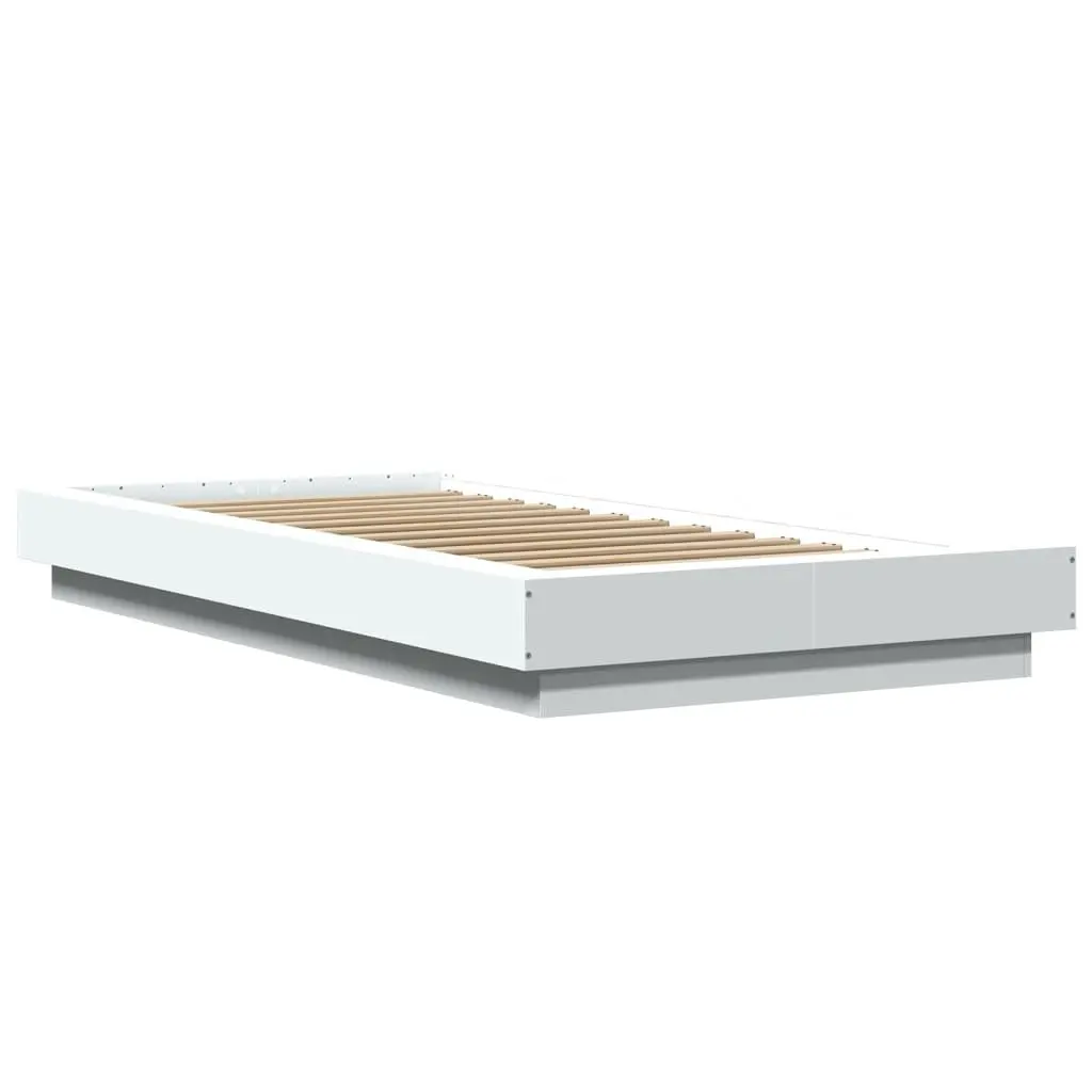 Bed Frame Engineered Wood 90x190 cm White Slatted Base