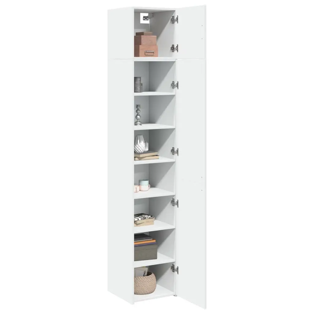 Slim Storage Cabinet Engineered Wood 40x42.5x225cm White Tall Bathroom Bedroom