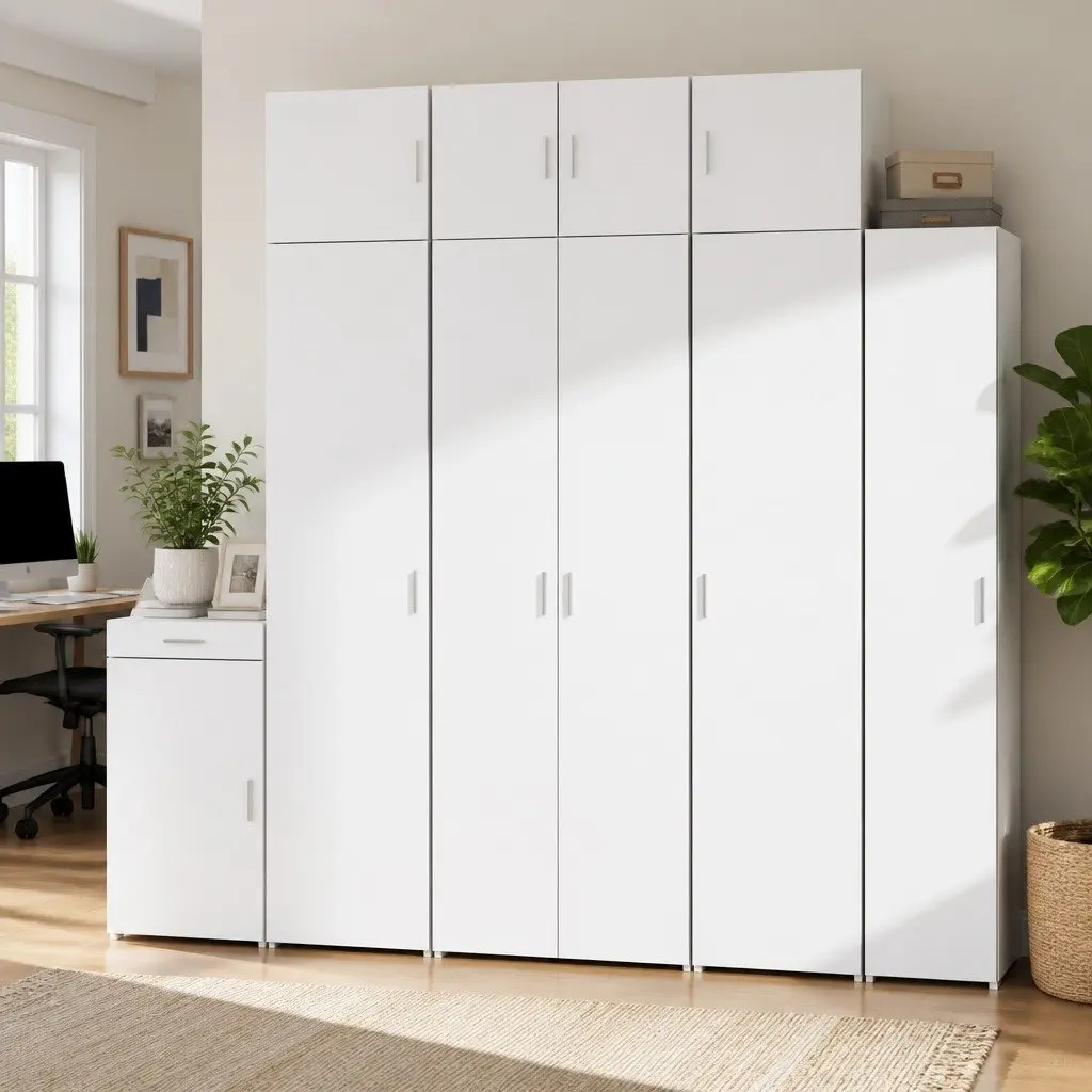 Storage Cabinet White 70x42.5x225 cm Engineered Wood Tall Cupboard Unit