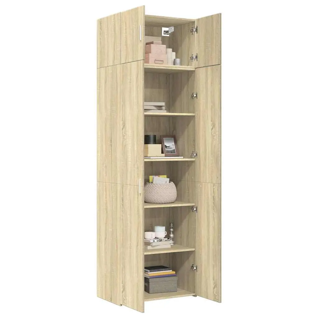 Storage Cabinet Tall Engineered Wood Brown Sonoma Oak Buffet Sideboards