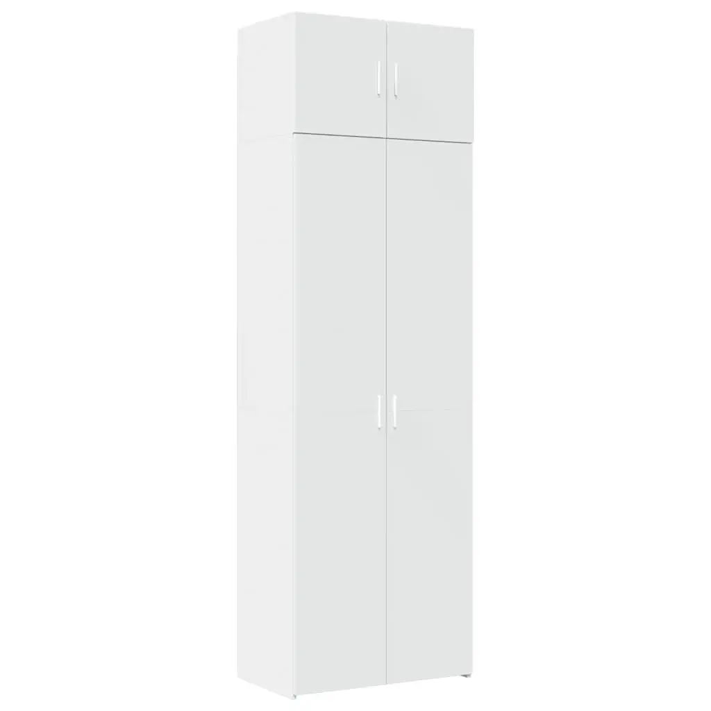 Storage Cabinet White Tall Engineered Wood Shelving Unit Vertical Space Saver
