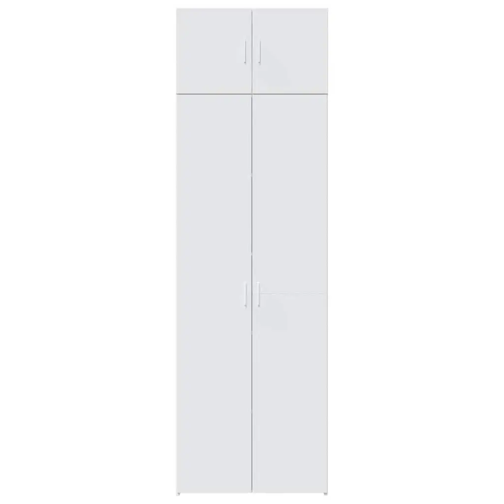 Storage Cabinet White Tall Engineered Wood Shelving Unit Vertical Space Saver