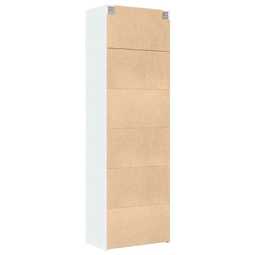 Storage Cabinet White Tall Engineered Wood Shelving Unit Vertical Space Saver
