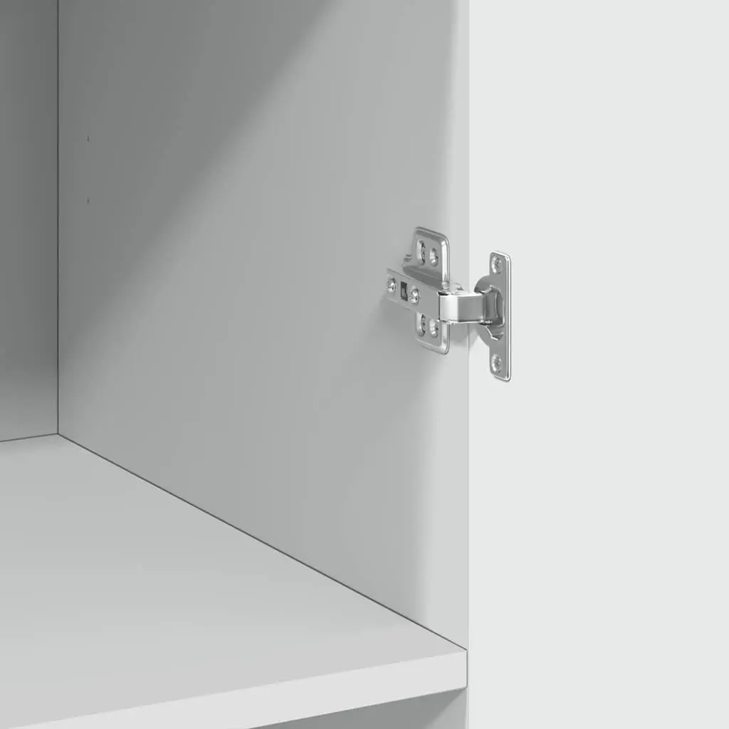 Storage Cabinet White Tall Engineered Wood Shelving Unit Vertical Space Saver