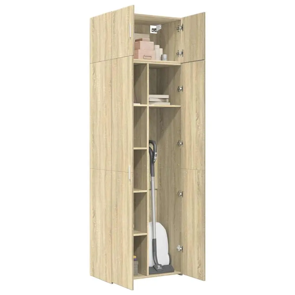 Storage Cabinet Tall Engineered Wood Sonoma Oak Brown Home Furniture Shelves