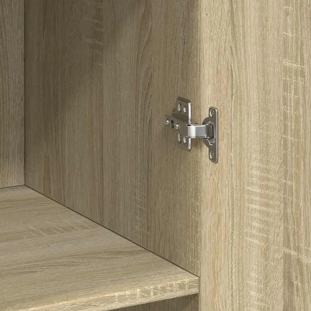 Storage Cabinet Tall Engineered Wood Sonoma Oak Brown Home Furniture Shelves