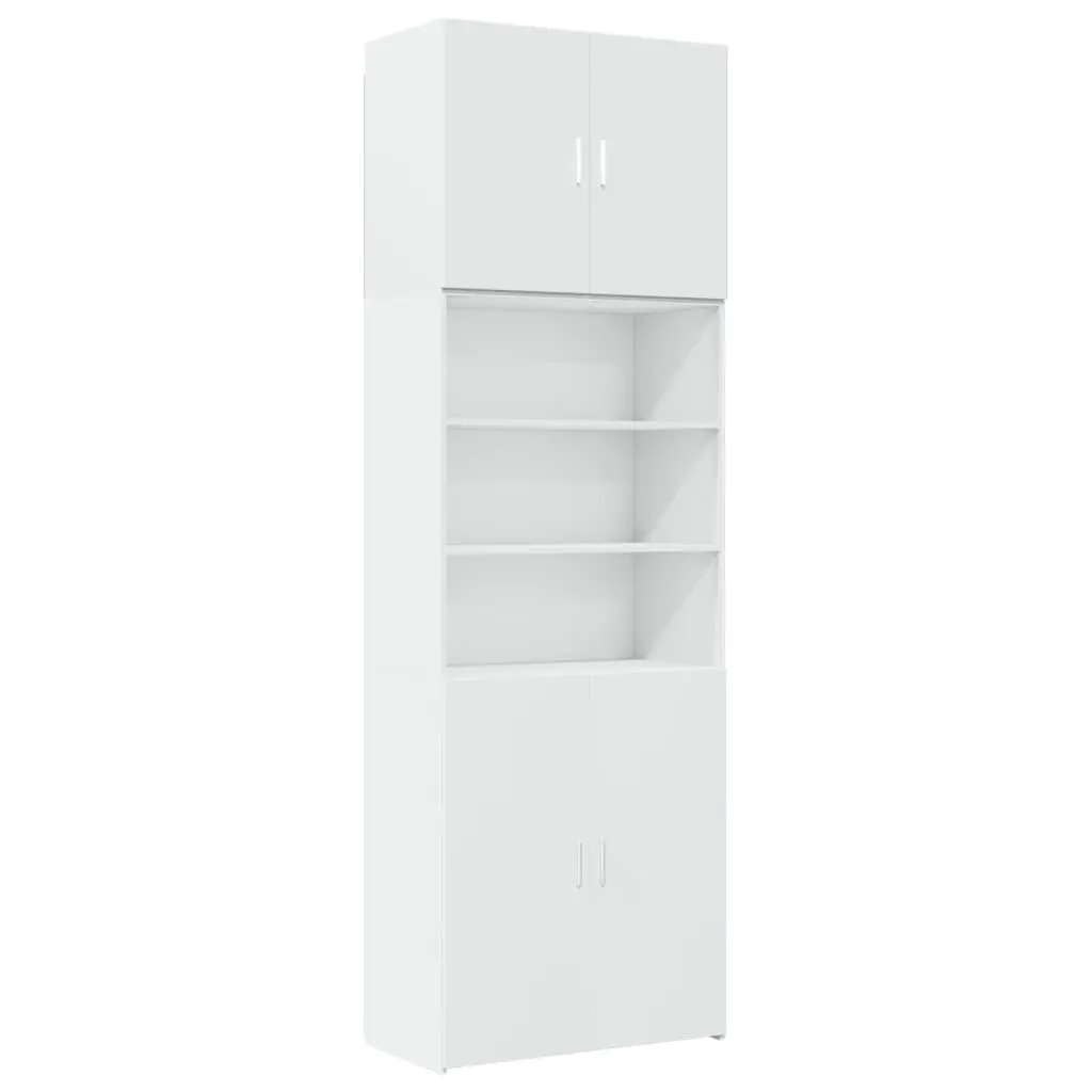 White Highboard Storage Cabinet 80x42.5x249cm Engineered Wood Sideboard with