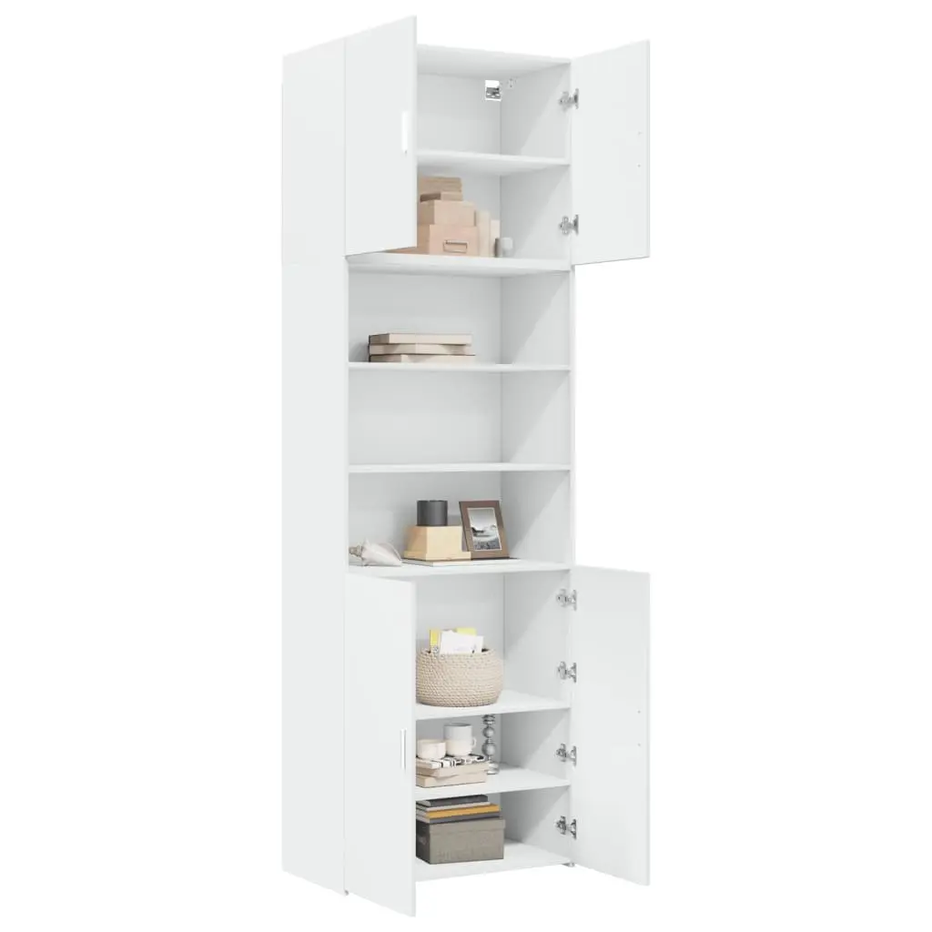 White Highboard Storage Cabinet 80x42.5x249cm Engineered Wood Sideboard with