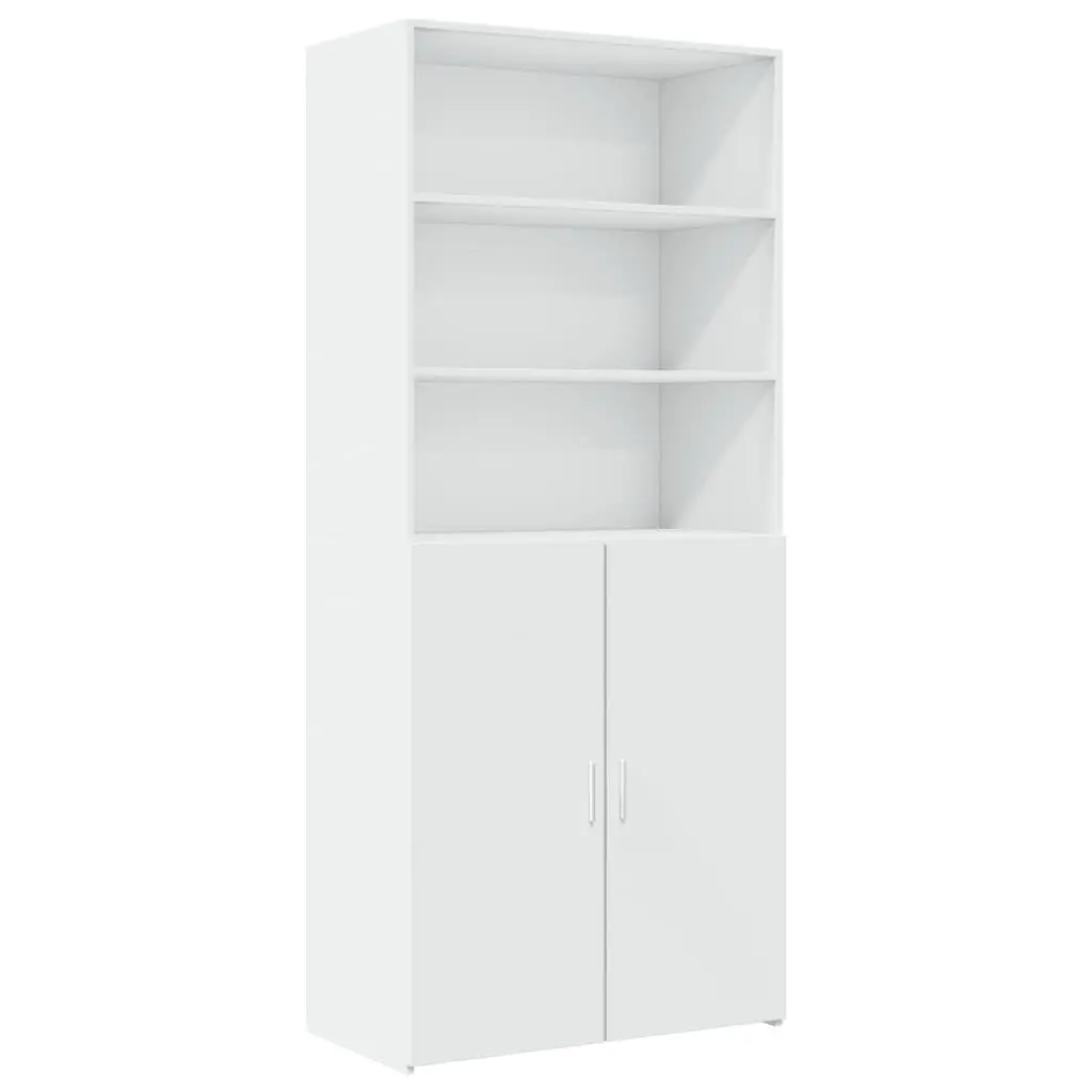 White Highboard Storage Cabinet 80x42.5x249cm Engineered Wood Sideboard with