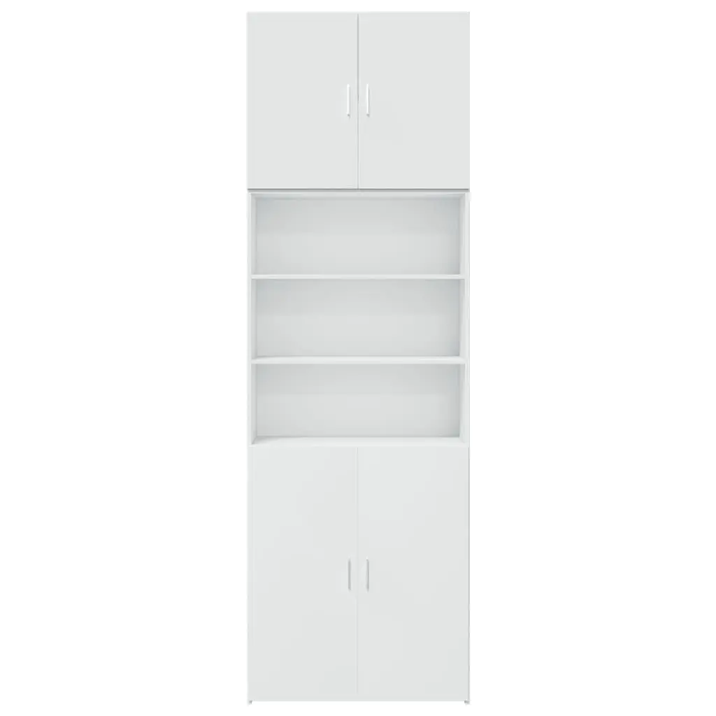 White Highboard Storage Cabinet 80x42.5x249cm Engineered Wood Sideboard with