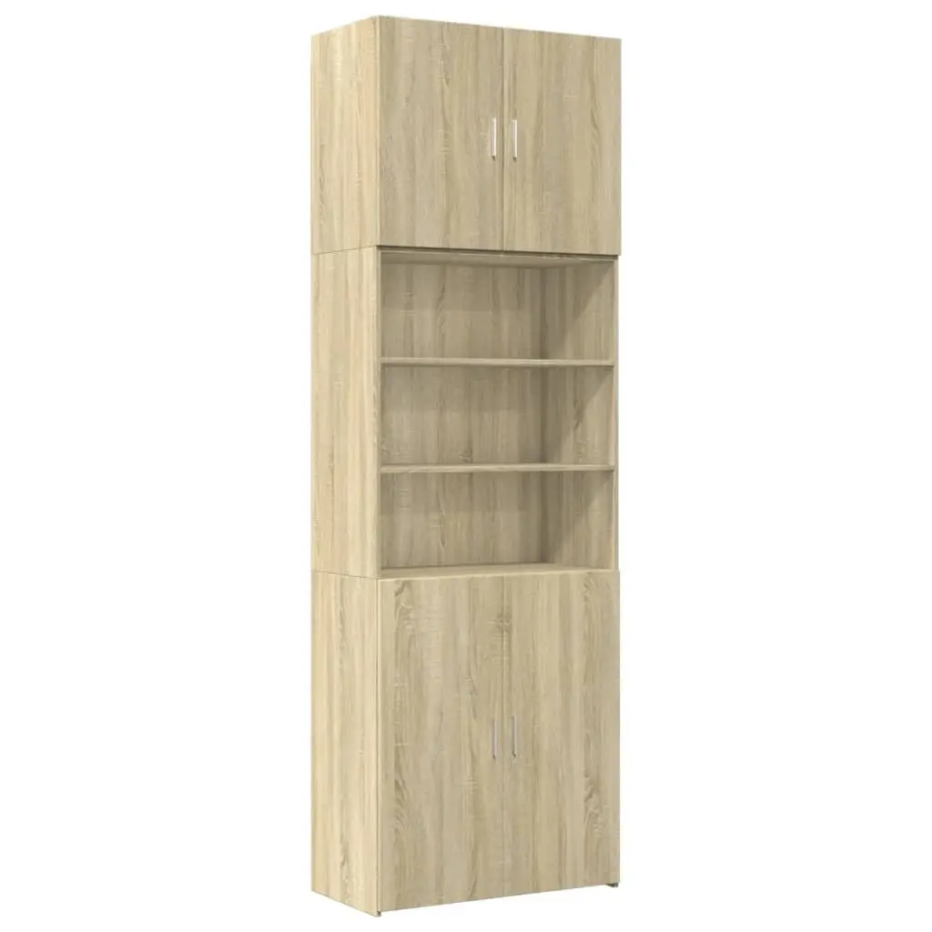 Highboard Storage Cabinet Engineered Wood Brown Open Compartments 80x42.5x249cm