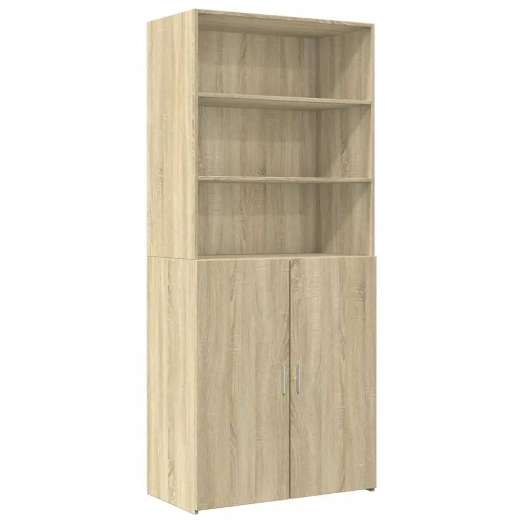 Highboard Storage Cabinet Engineered Wood Brown Open Compartments 80x42.5x249cm