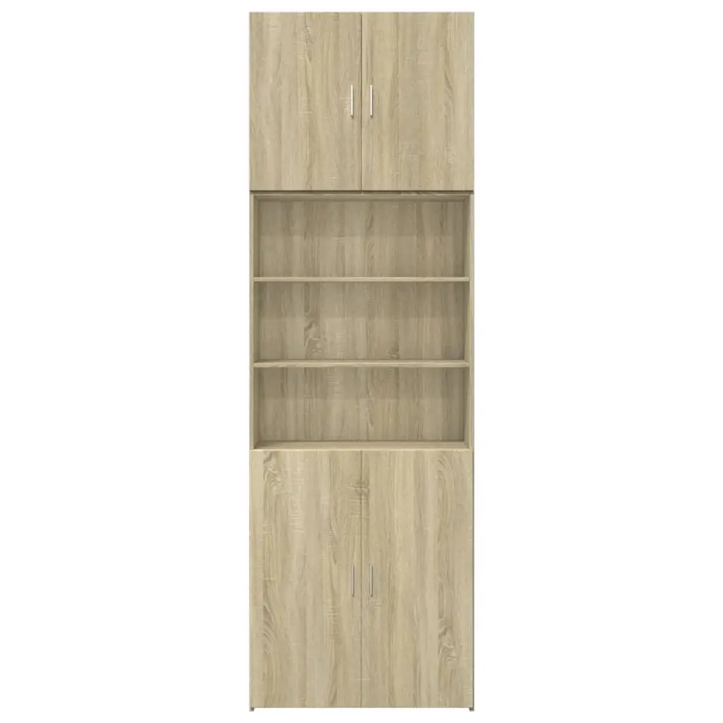 Highboard Storage Cabinet Engineered Wood Brown Open Compartments 80x42.5x249cm