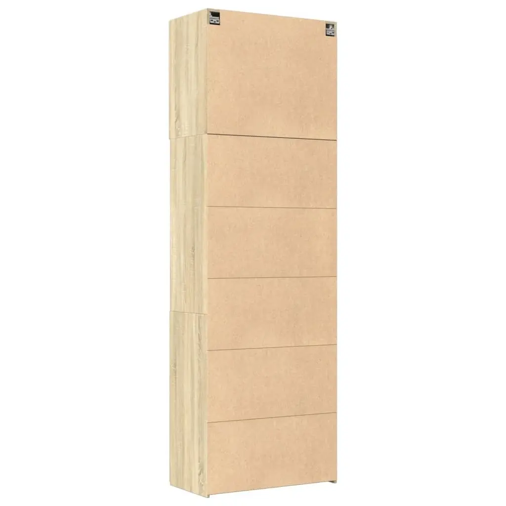 Highboard Storage Cabinet Engineered Wood Brown Open Compartments 80x42.5x249cm