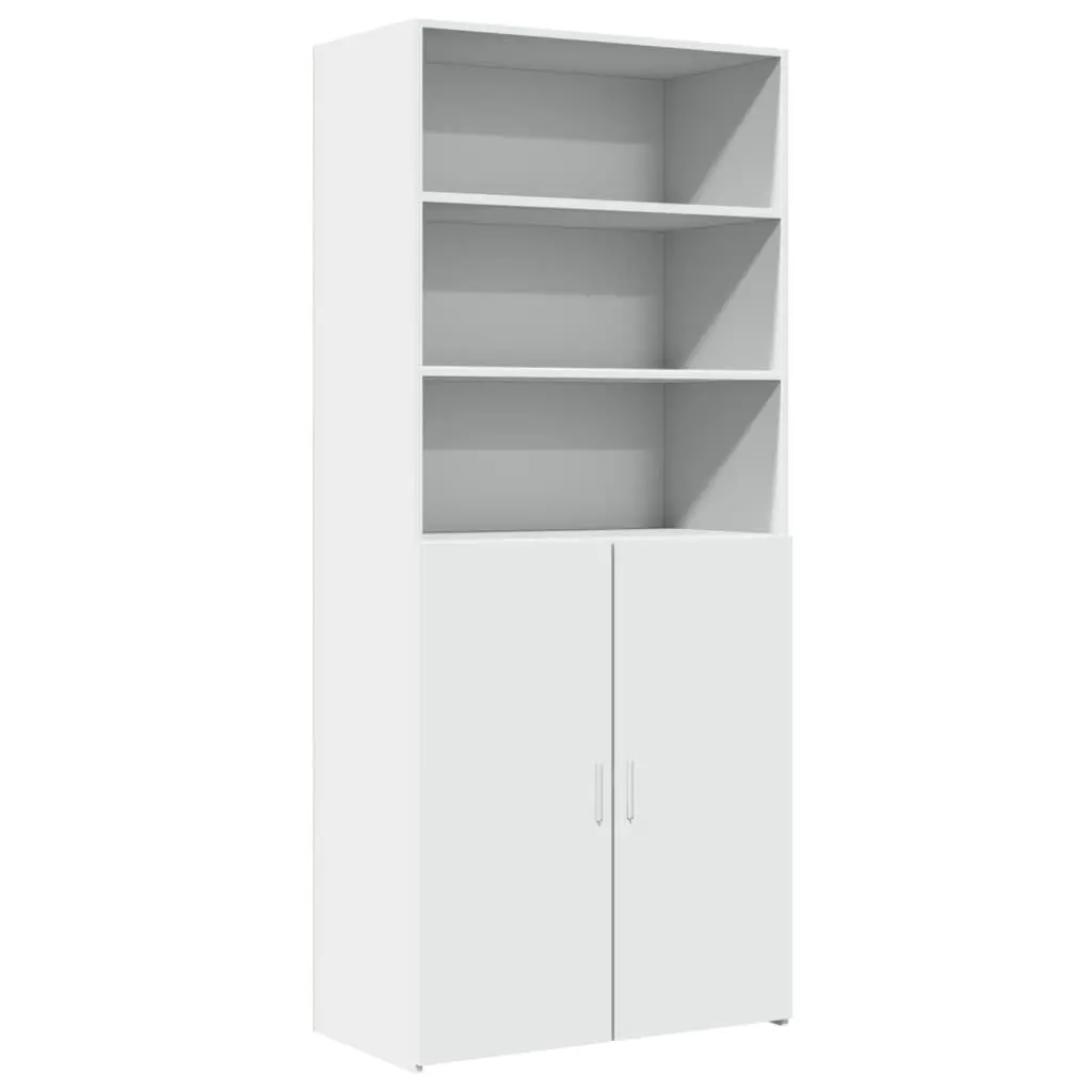Storage Cabinet Highboard Engineered Wood White 80x42.5x185cm with Open Compartments and Doors for Living Room Bedroom Hallway