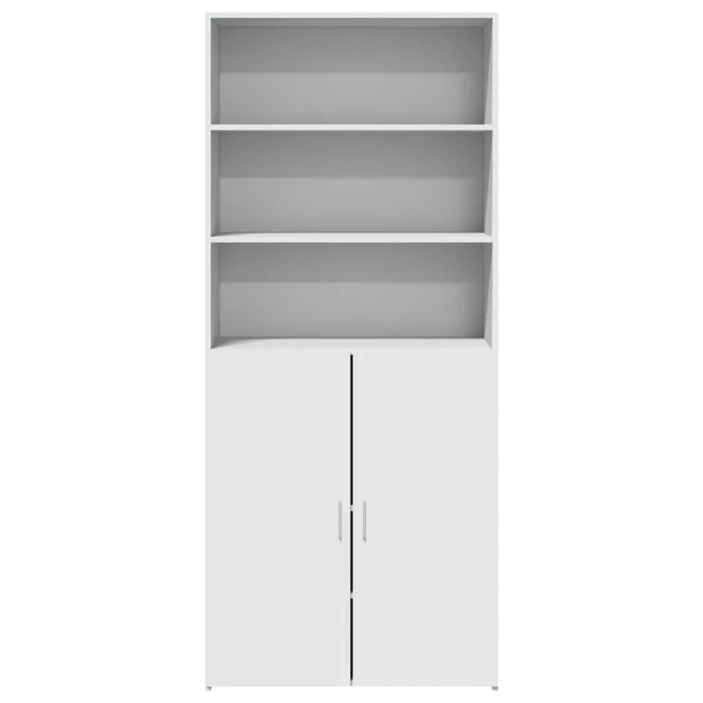 Storage Cabinet Highboard Engineered Wood White 80x42.5x185cm with Open Compartments and Doors for Living Room Bedroom Hallway