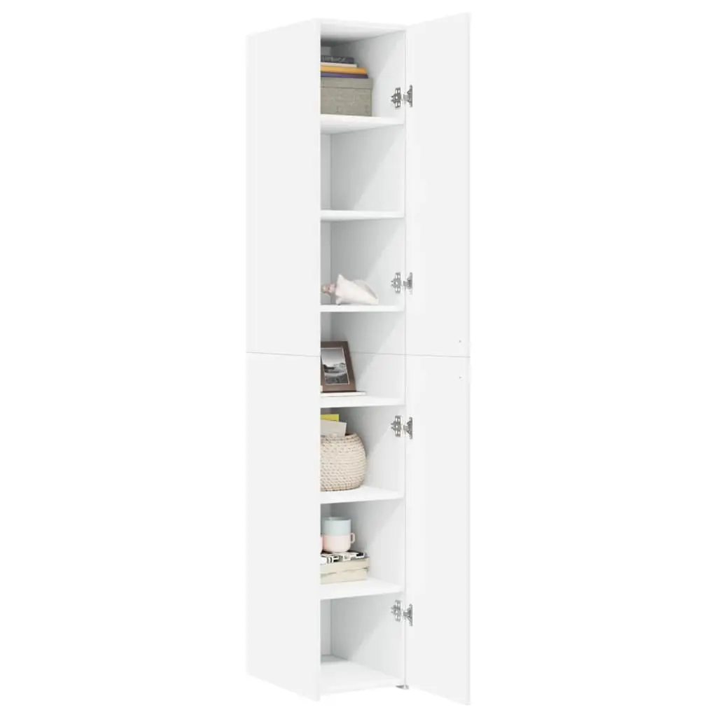 Highboard White Storage Cabinet 30x42.5x185cm Engineered Wood Sideboard Shelves