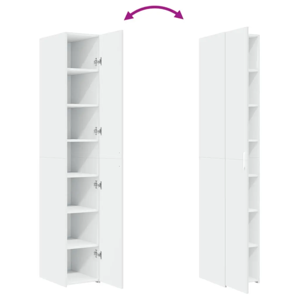 Highboard White Storage Cabinet 30x42.5x185cm Engineered Wood Sideboard Shelves