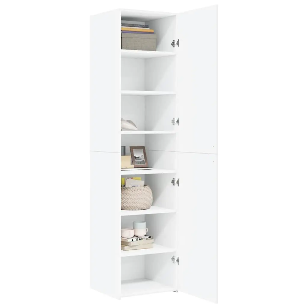 Highboard Cabinet Engineered Wood White 45x42.5x185cm Storage for Bedroom Living Room Hallway