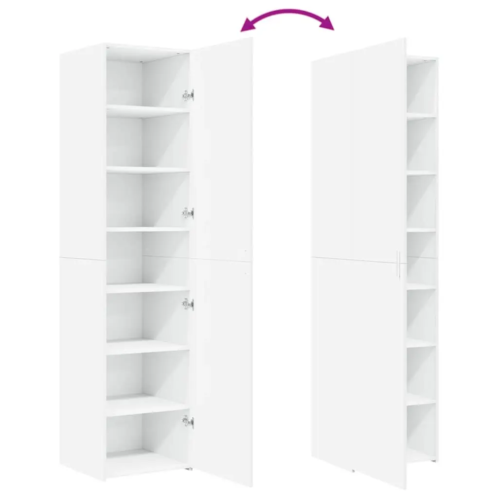 Highboard Cabinet Engineered Wood White 45x42.5x185cm Storage for Bedroom Living Room Hallway
