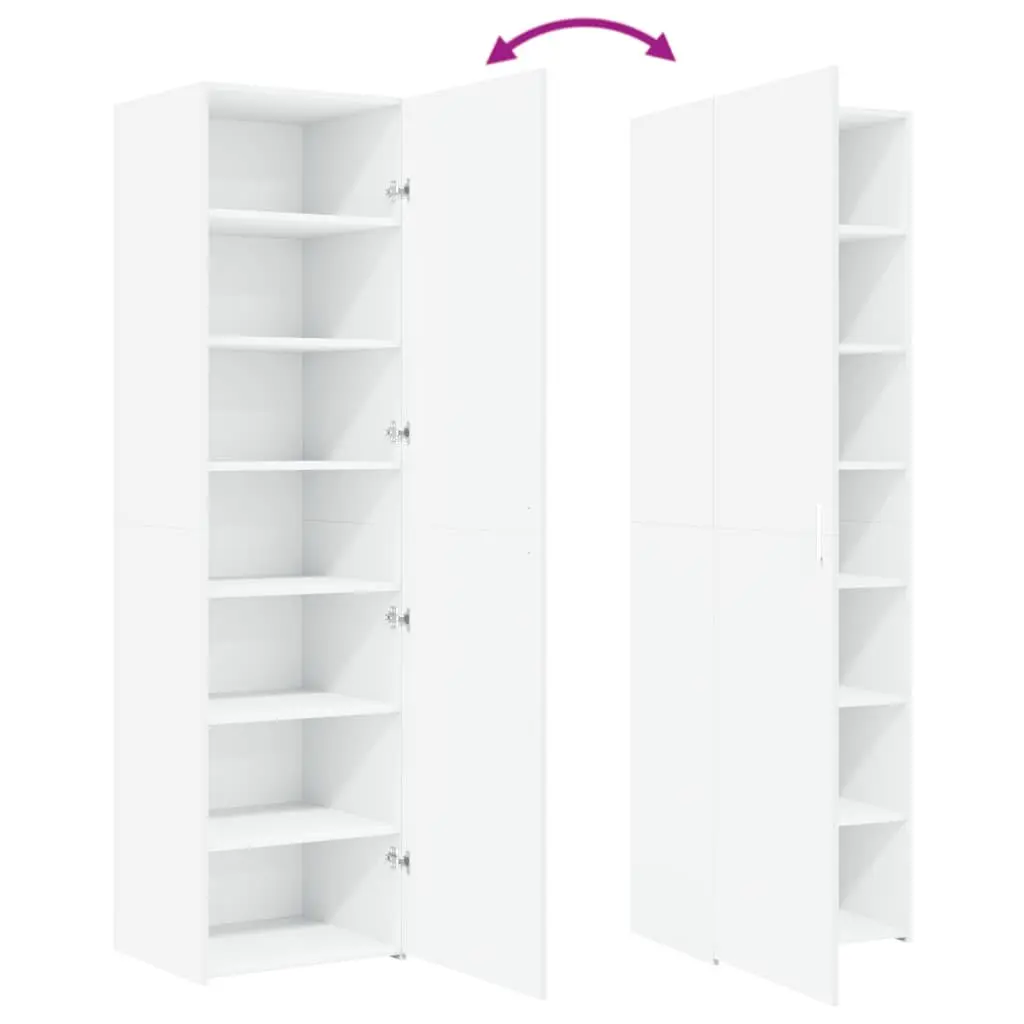 White Highboard Storage Cabinet 50x42.5x185cm Engineered Wood Sideboard Shelves