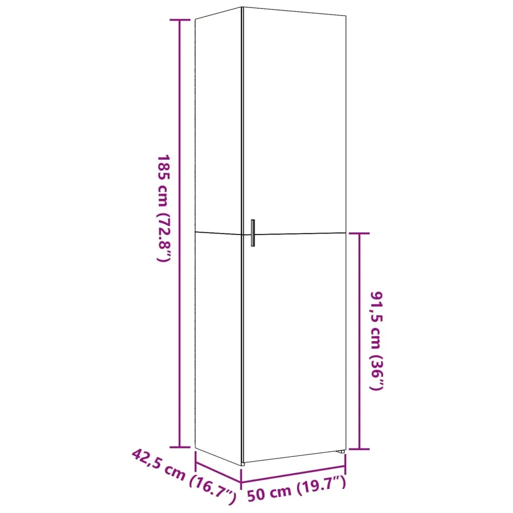 White Highboard Storage Cabinet 50x42.5x185cm Engineered Wood Sideboard Shelves