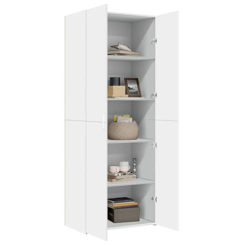 Storage Cabinet Highboard Engineered Wood White 70x42.5x185cm for Living Room Bedroom Hallway