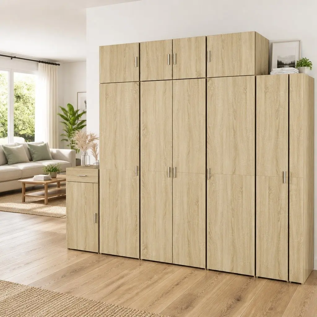 Storage Cabinet Highboard Engineered Wood Brown for Living Room Bedroom 70x42.5x185cm