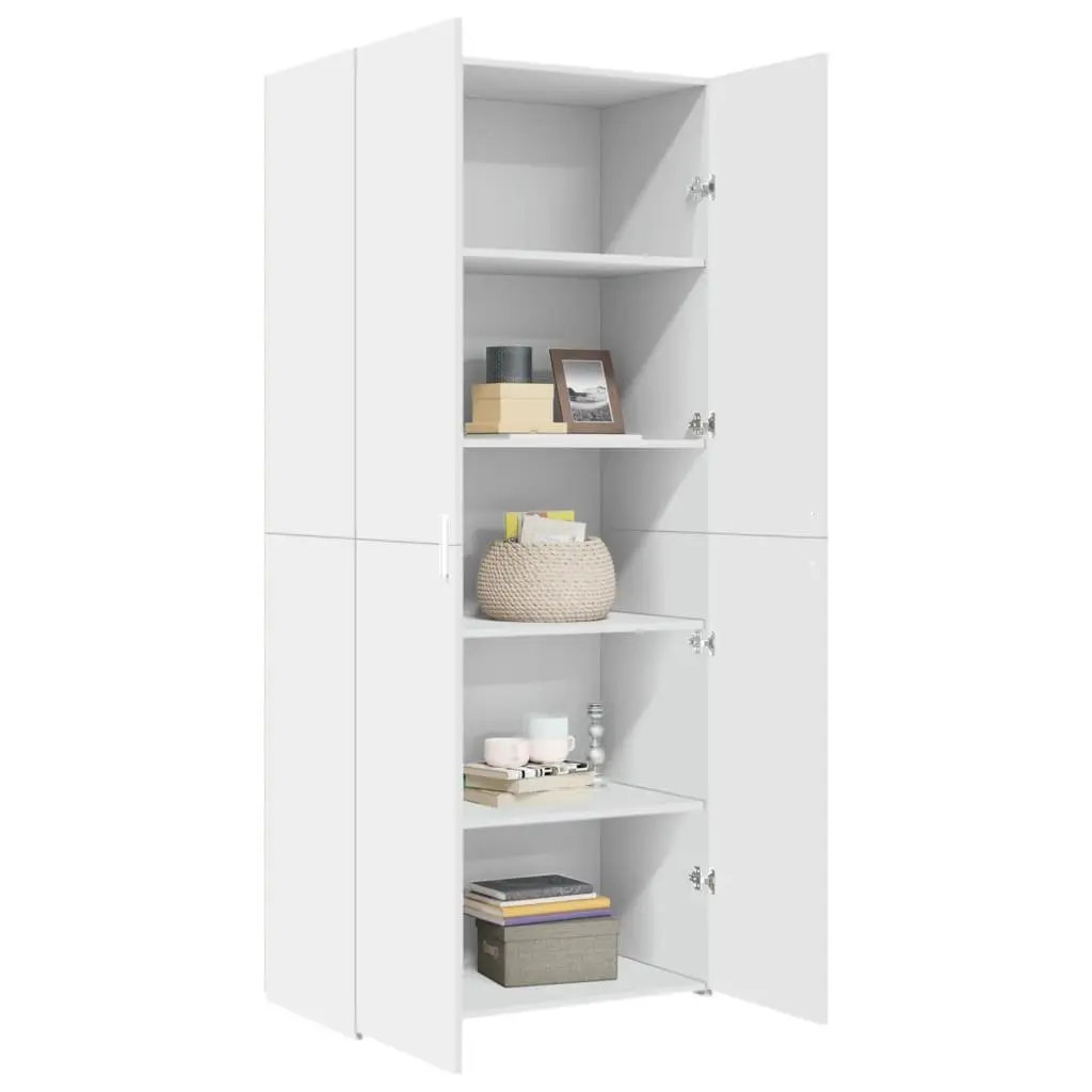 White Highboard Storage Cabinet Engineered Wood Bedroom Living Room Sideboard