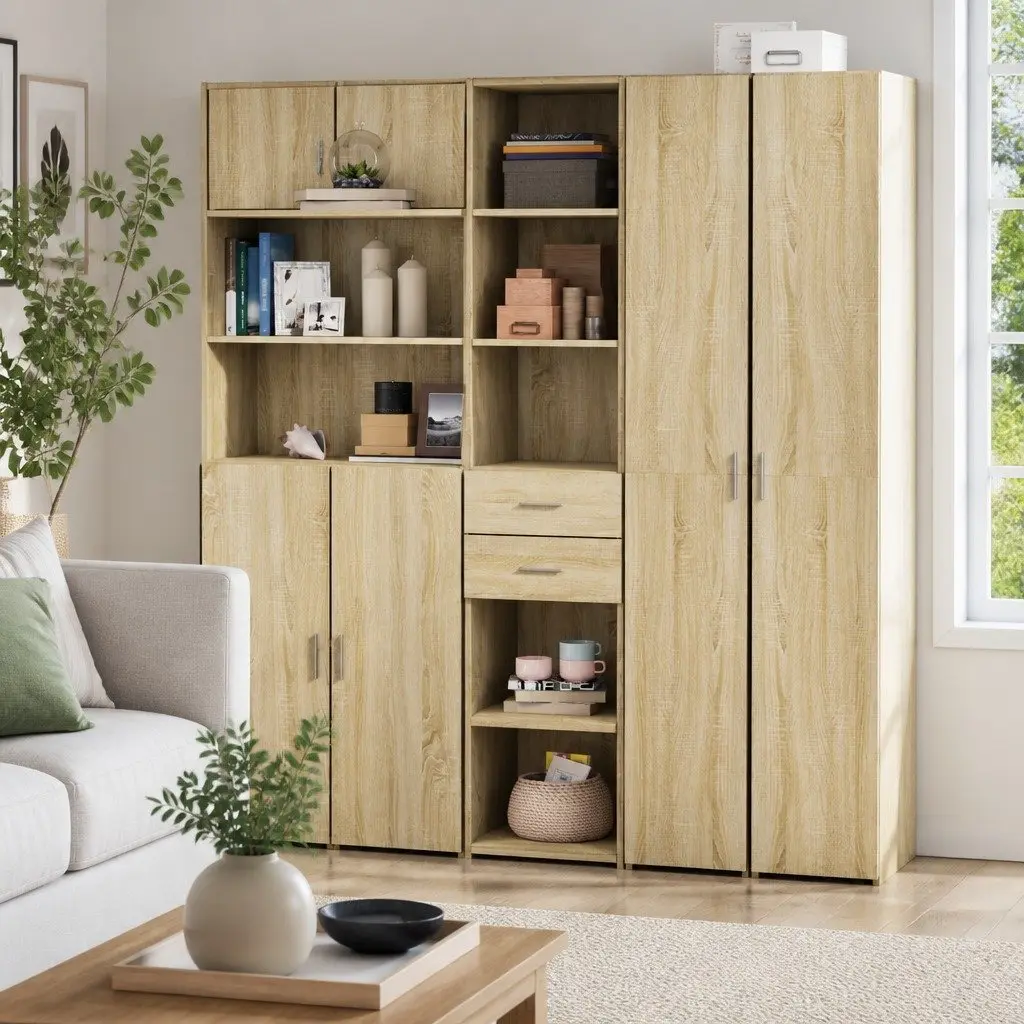 Highboard Sonoma Oak 40x42.5x185cm Engineered Wood Storage Cabinet Sideboa