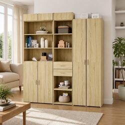 Highboard Storage Cabinet 45x42.5x185cm Brown Engineered Wood Sonoma Oak