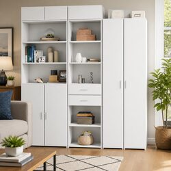 Highboard Storage Cabinet White Modern Engineered Wood Cupboard Sideboards