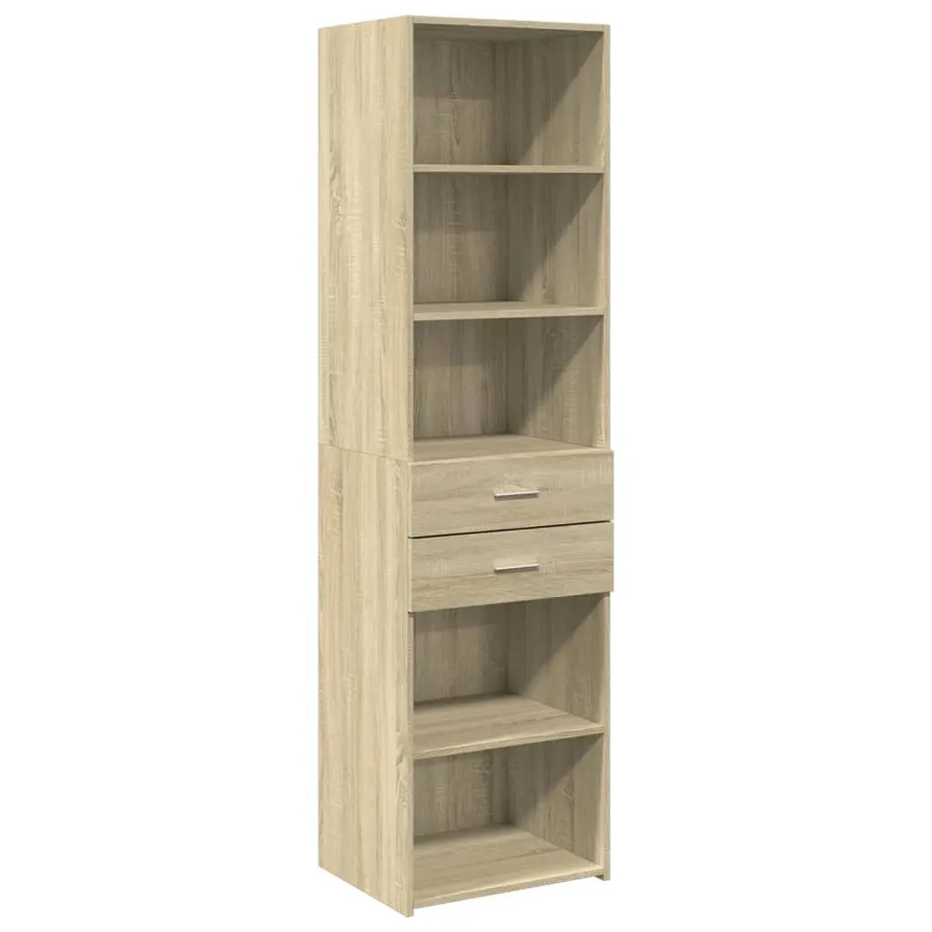 Highboard Cabinet Engineered Wood 50x42.5x185cm Brown Minimalist Storage Unit