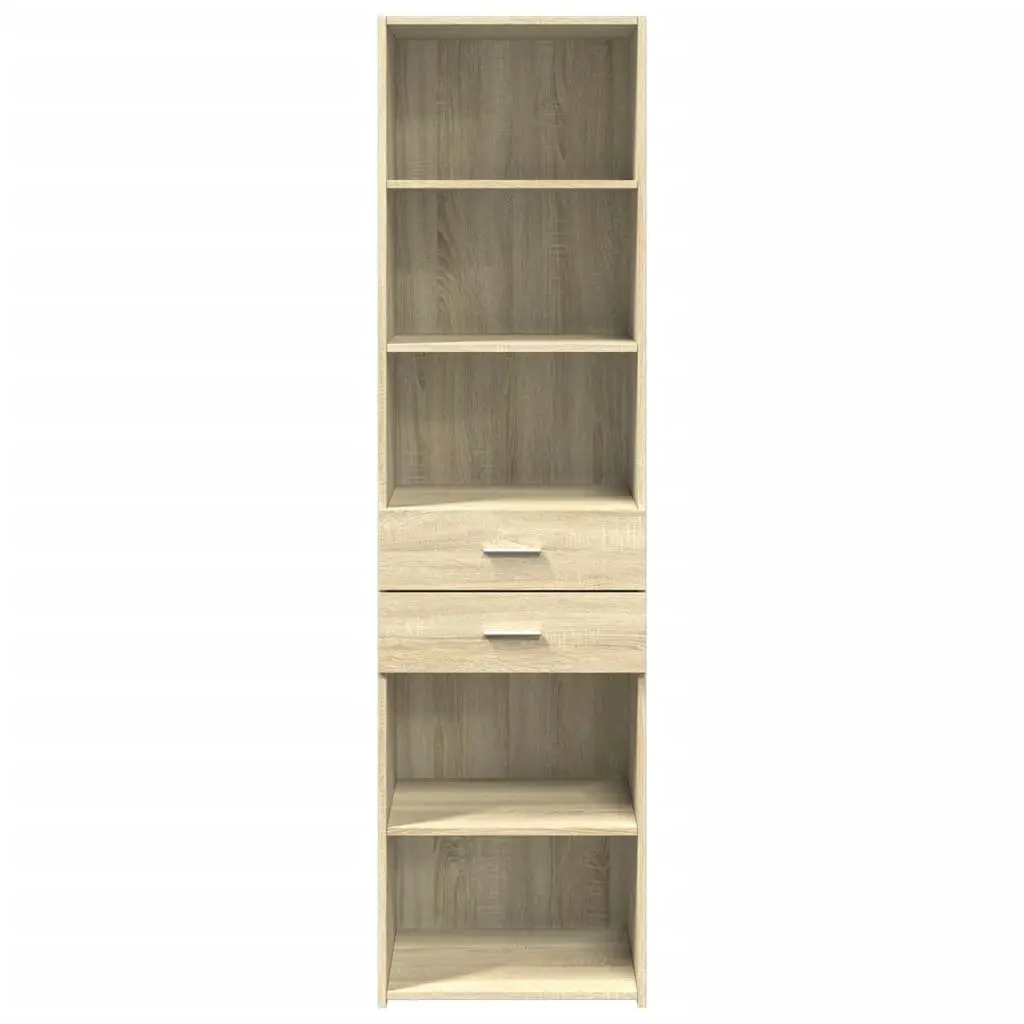 Highboard Cabinet Engineered Wood 50x42.5x185cm Brown Minimalist Storage Unit