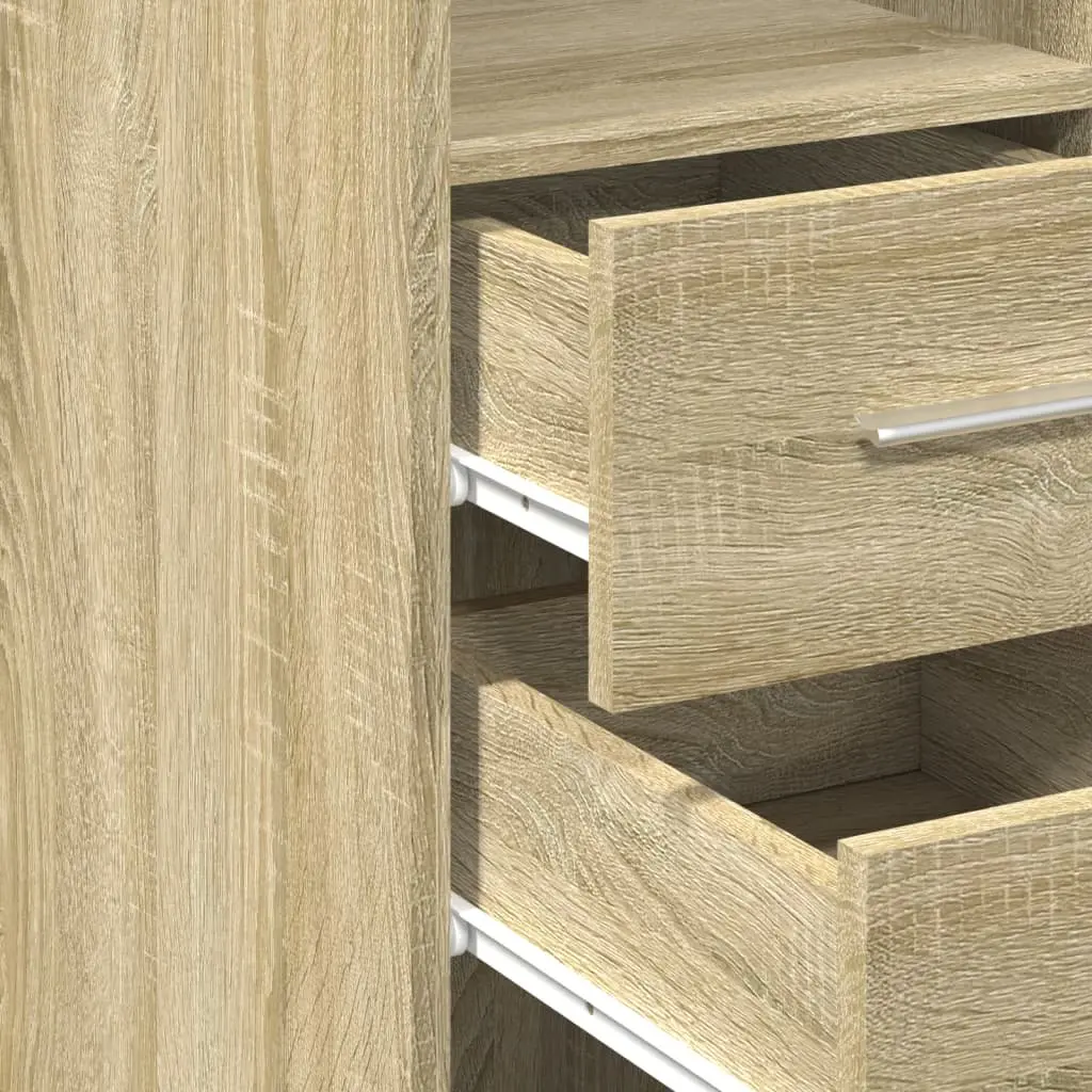 Highboard Cabinet Engineered Wood 50x42.5x185cm Brown Minimalist Storage Unit