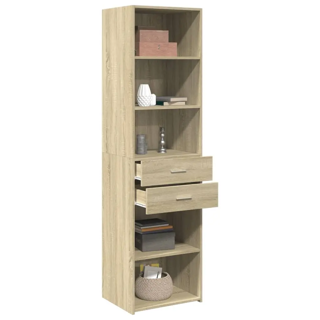 Highboard Cabinet Engineered Wood 50x42.5x185cm Brown Minimalist Storage Unit