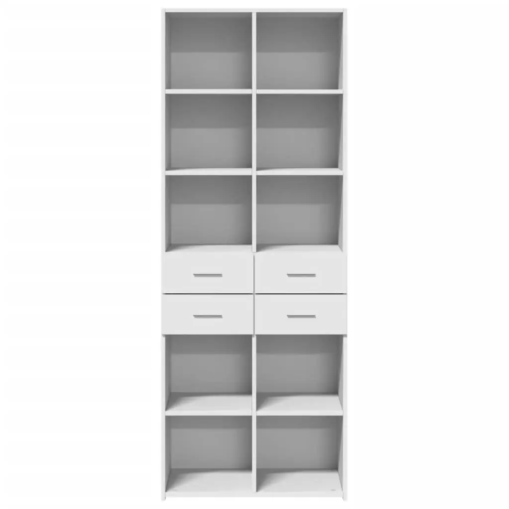 Highboard White 70x42.5x185 cm Engineered Wood Storage Cabinet Sideboard