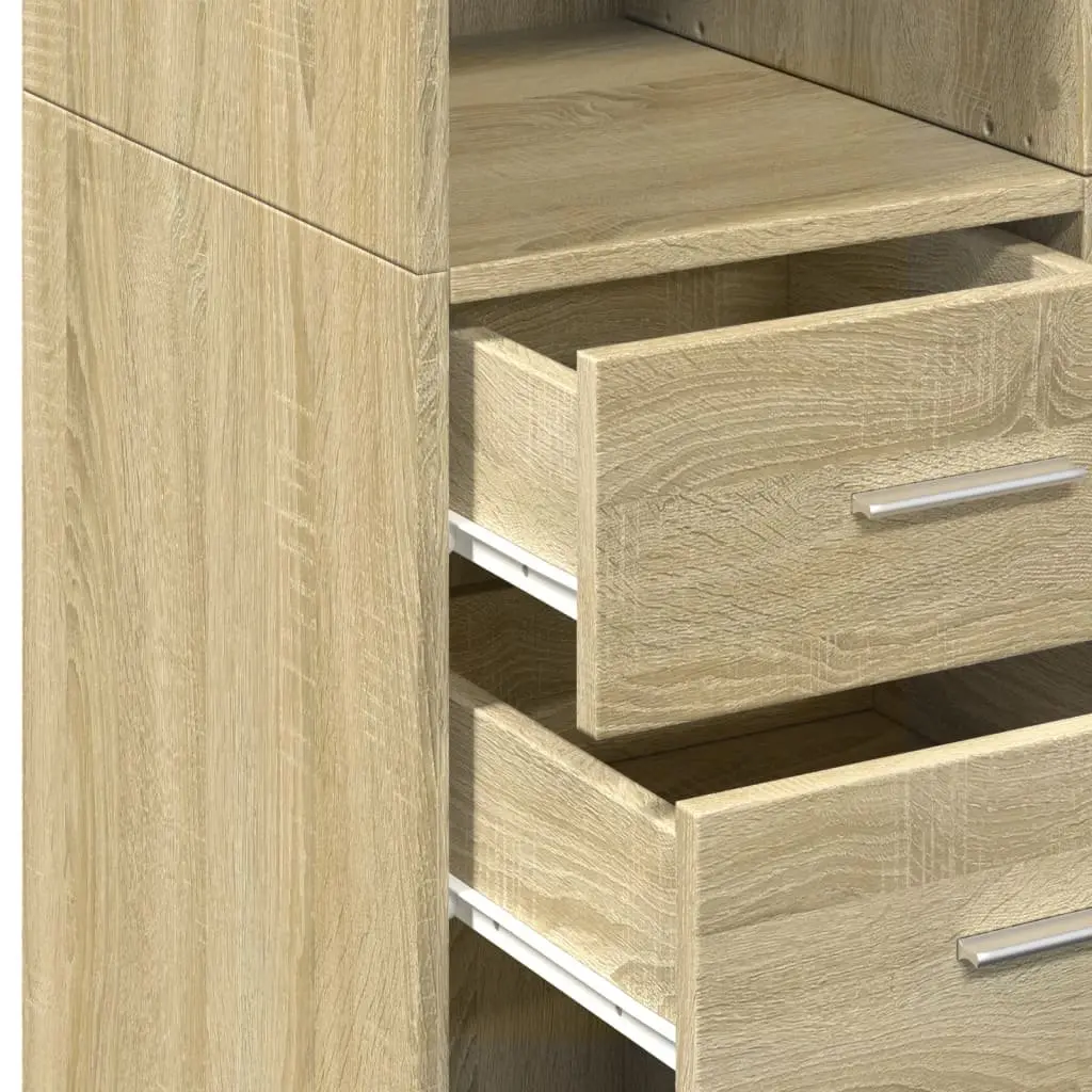 Highboard Sideboard Storage Cabinet Brown Engineered Wood 70x42.5x185cm Modern