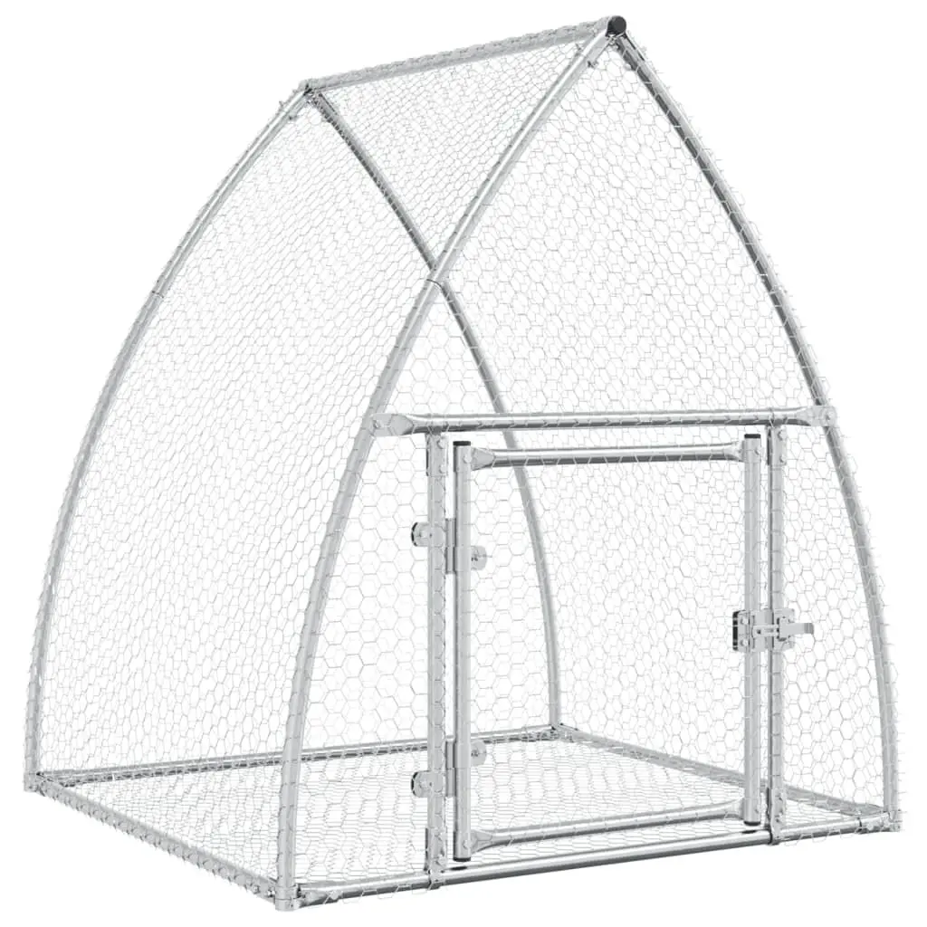 Rabbit Hutch Galvanised Steel Walk In Enclosure 105 x 100 x 120 cm Silver