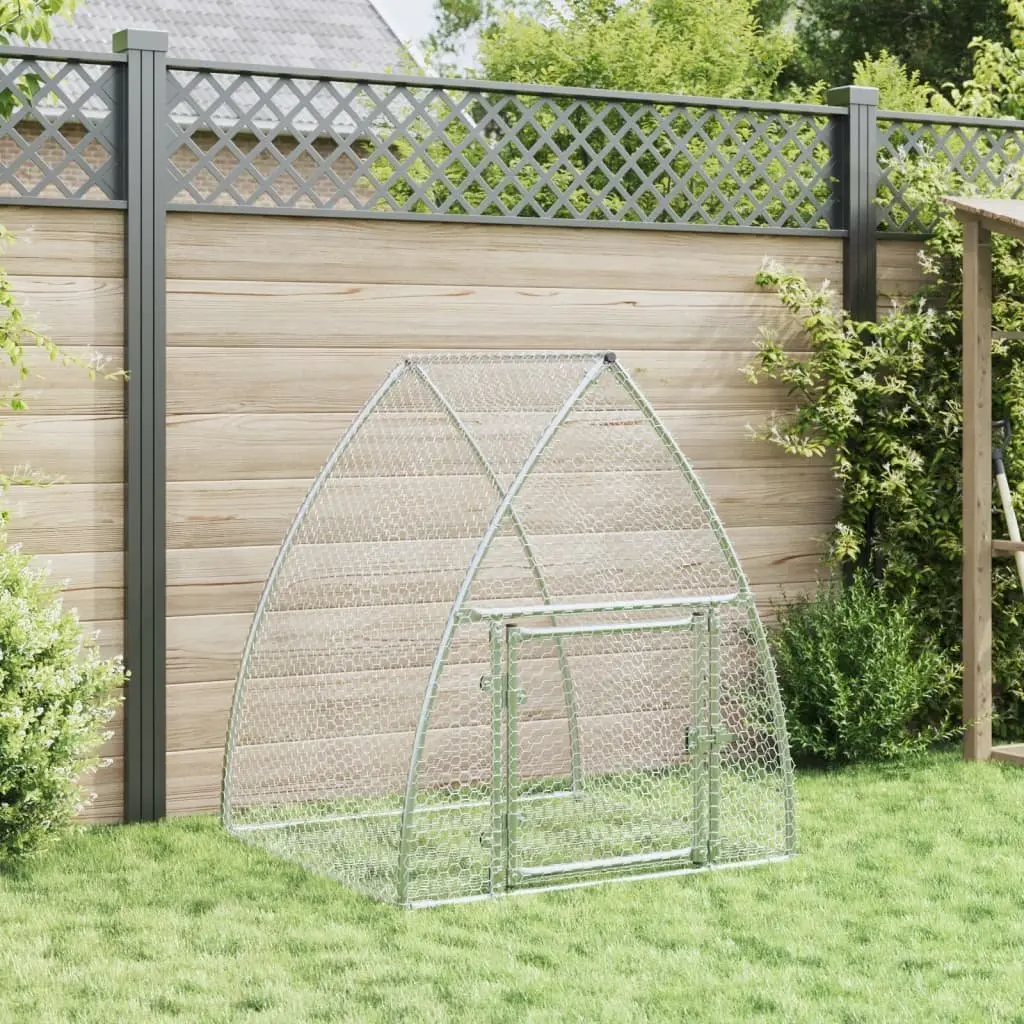 Rabbit Hutch Galvanised Steel Walk In Enclosure 105 x 100 x 120 cm Silver
