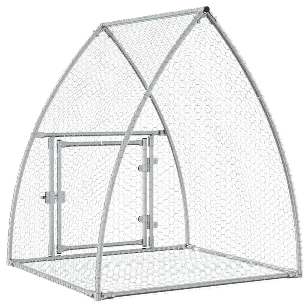 Rabbit Hutch Galvanised Steel Walk In Enclosure 105 x 100 x 120 cm Silver