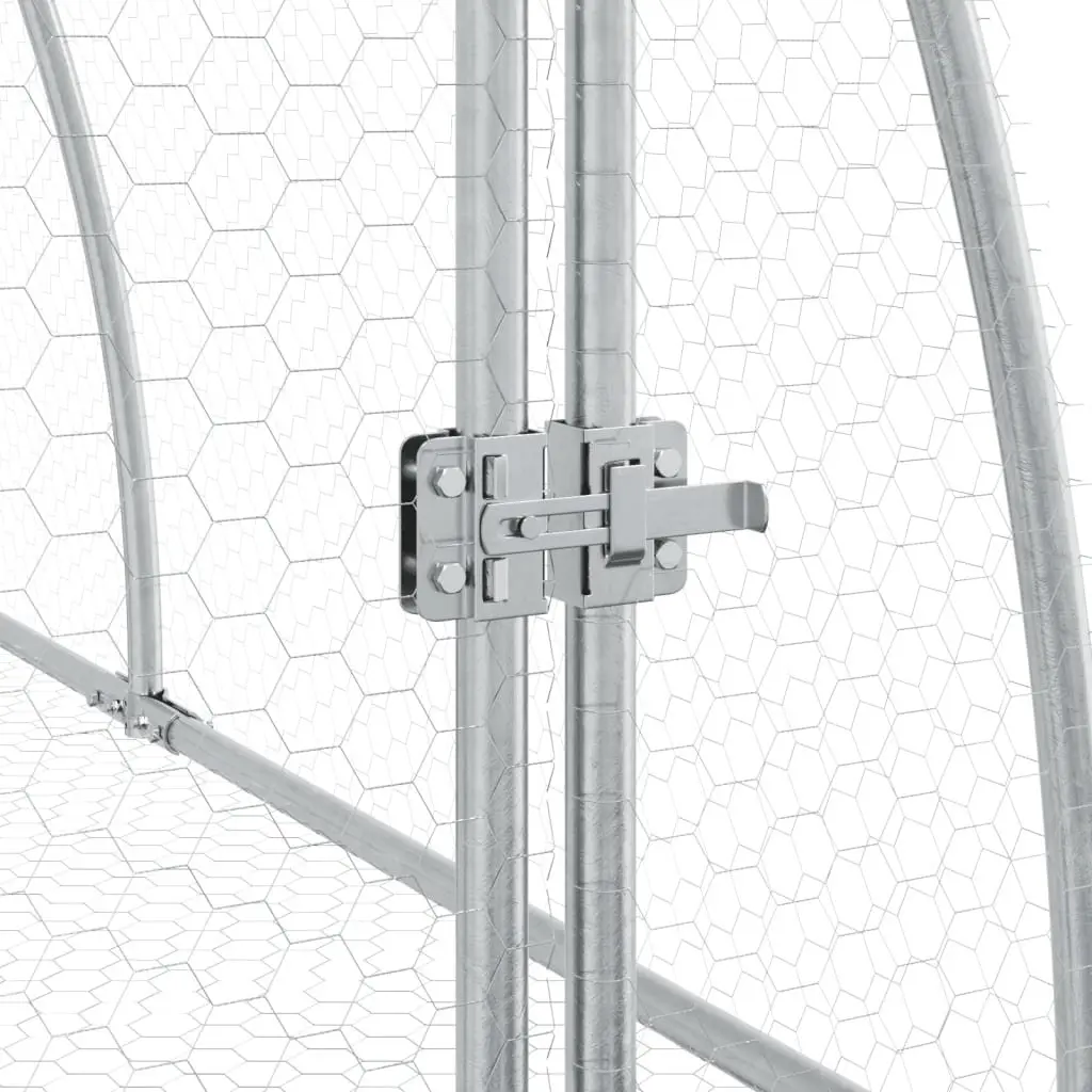 Rabbit Hutch Galvanised Steel Walk In Enclosure 105 x 100 x 120 cm Silver