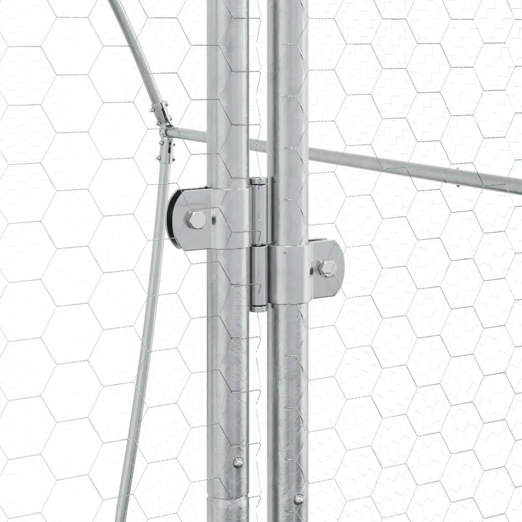 Rabbit Hutch Galvanised Steel Walk In Enclosure 105 x 100 x 120 cm Silver