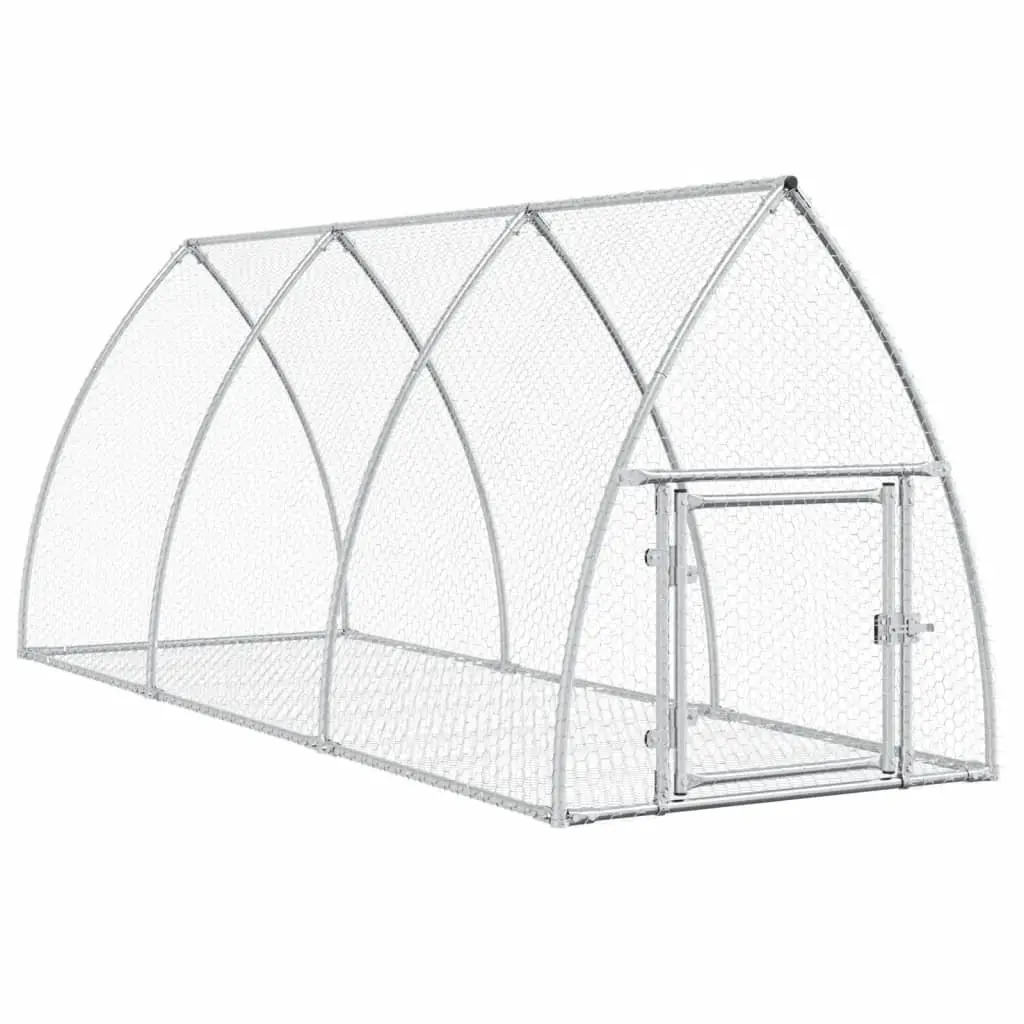 Rabbit Hutch Galvanised Steel Walk-In Large Silver