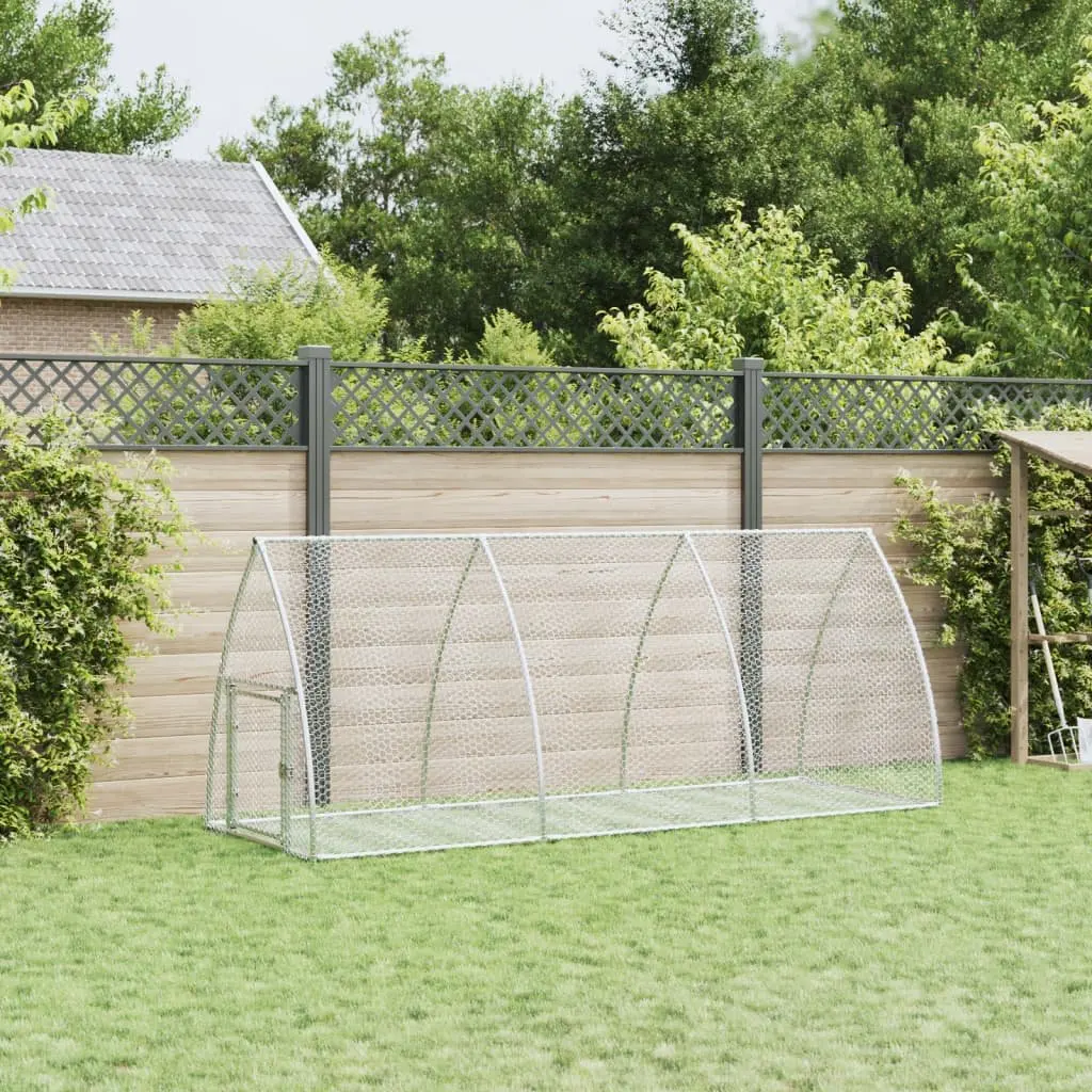 Rabbit Hutch Galvanised Steel Walk-In Large Silver