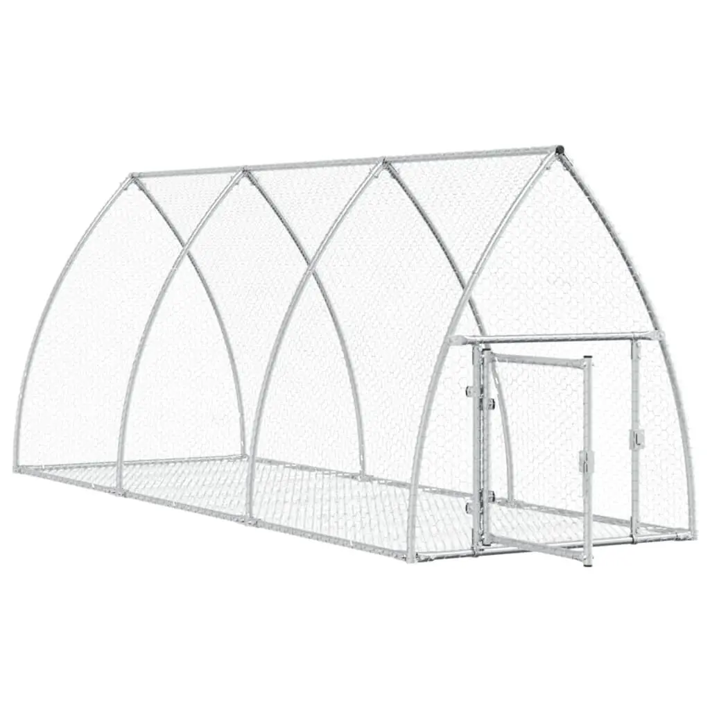 Rabbit Hutch Galvanised Steel Walk-In Large Silver